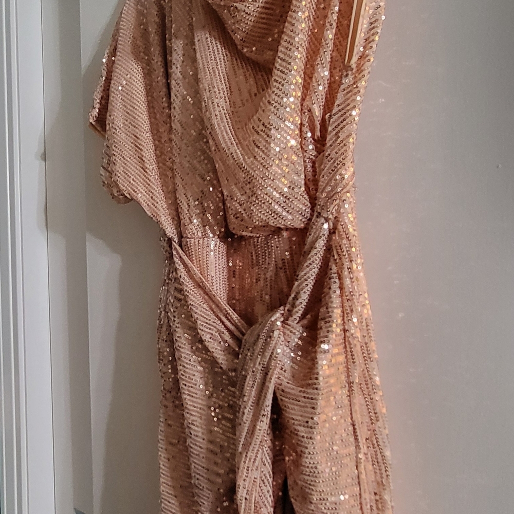 Grace Karin One Shoulder Pink Sequin Dress - Picture 3 of 5